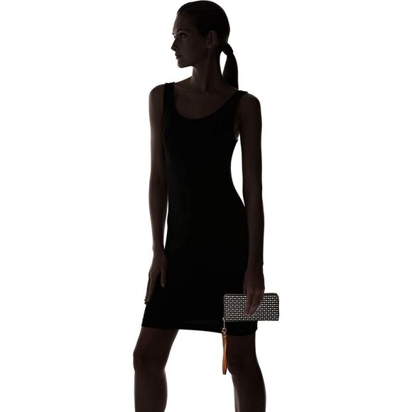 New! FOSSIL Logan RFID Wallet Zip Around Clutch Wristlet Strap Black Stripe - Picture 6 of 12